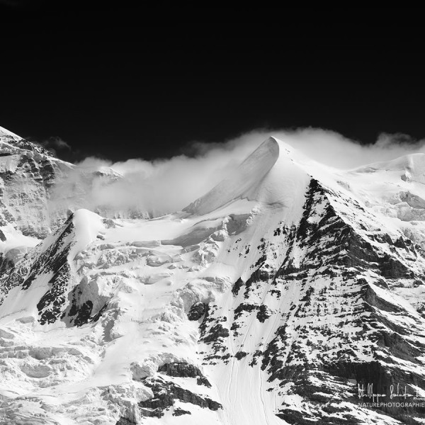 Massif du Jungfrau Massif de la Jungfrau en noir et blanc