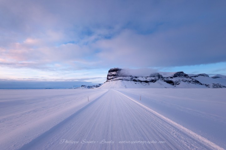 Route enneigée en Islande