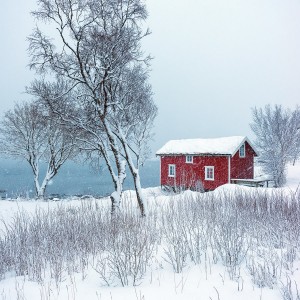 Alone in White Chalet rouge en Norvège