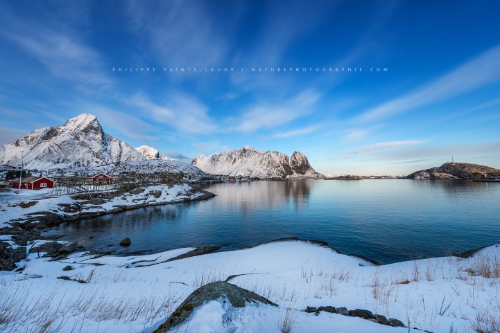 Neige sur Reine en Norvège