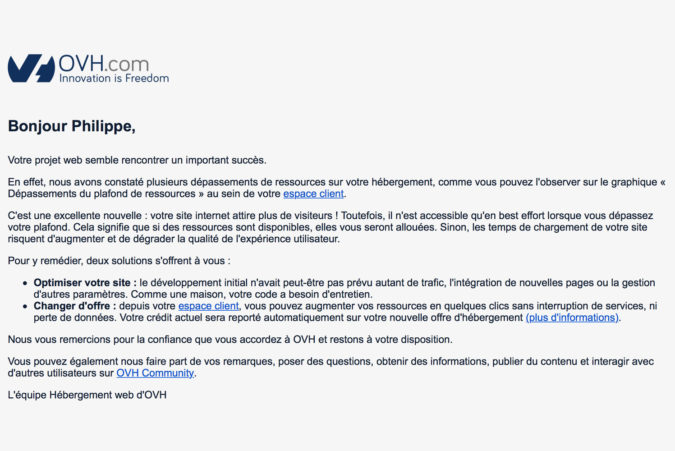 Message OVH Message OVH