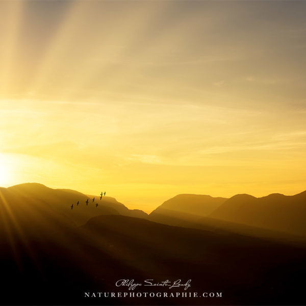 Coucher de soleil sur les montagnes du Connemara
