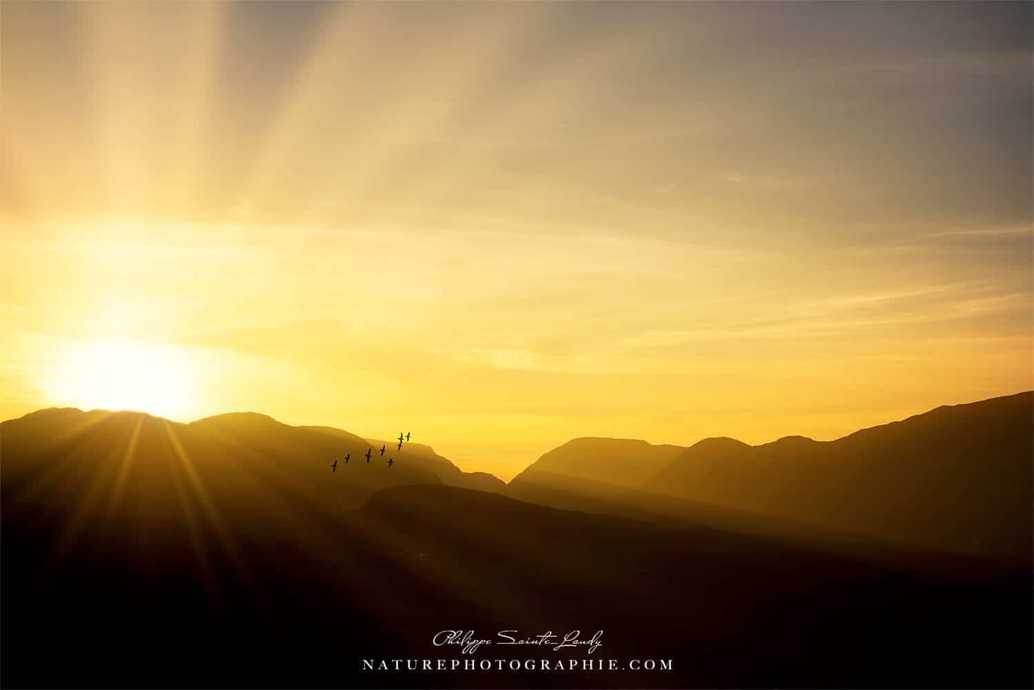 Coucher de soleil sur les montagnes du Connemara
