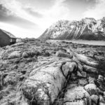 Paysage en noir et blanc des îles Lofoten