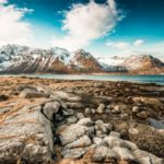 Paysage vintage des îles Lofoten