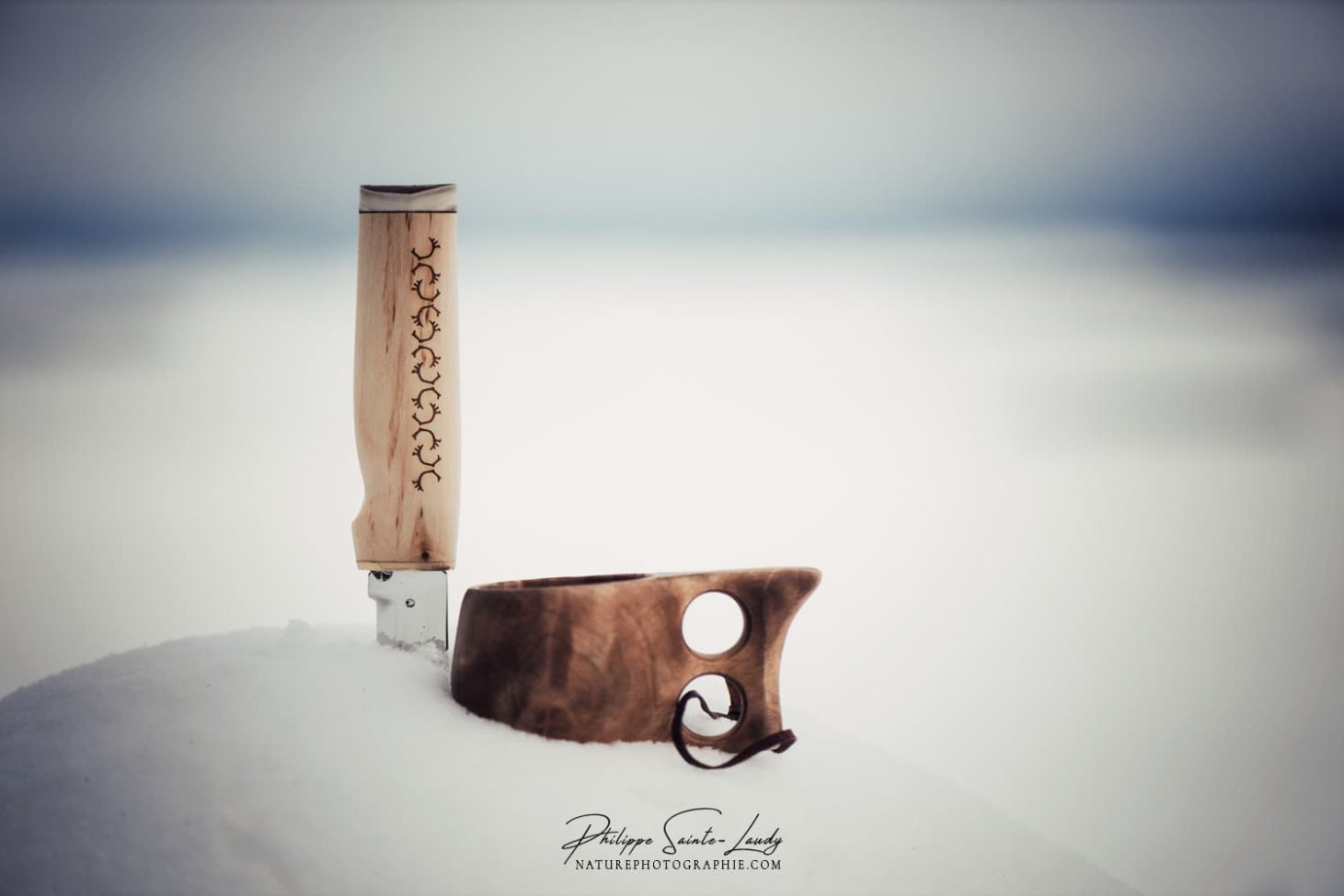 Kuksa et Puukko dans un paysage de Finlande