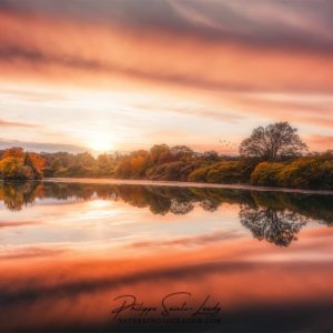 Autumn Souls Coucher de soleil sur un étang en Lorraine