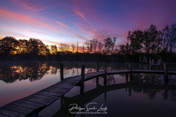 Ciel rosé un soir d'automne en Lorraine