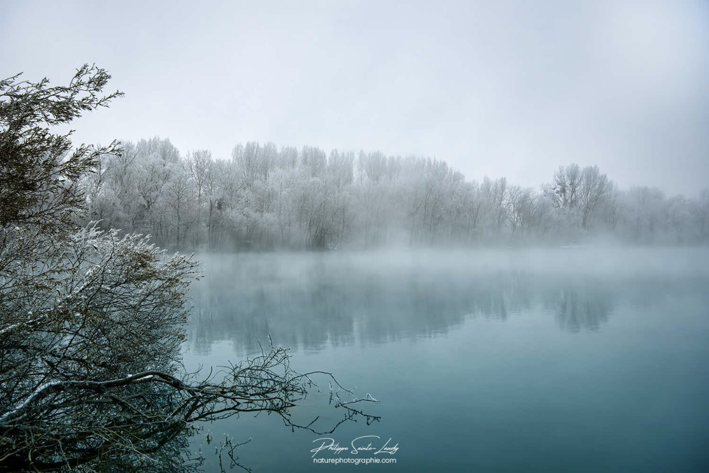 Un étang aux eaux bleutées